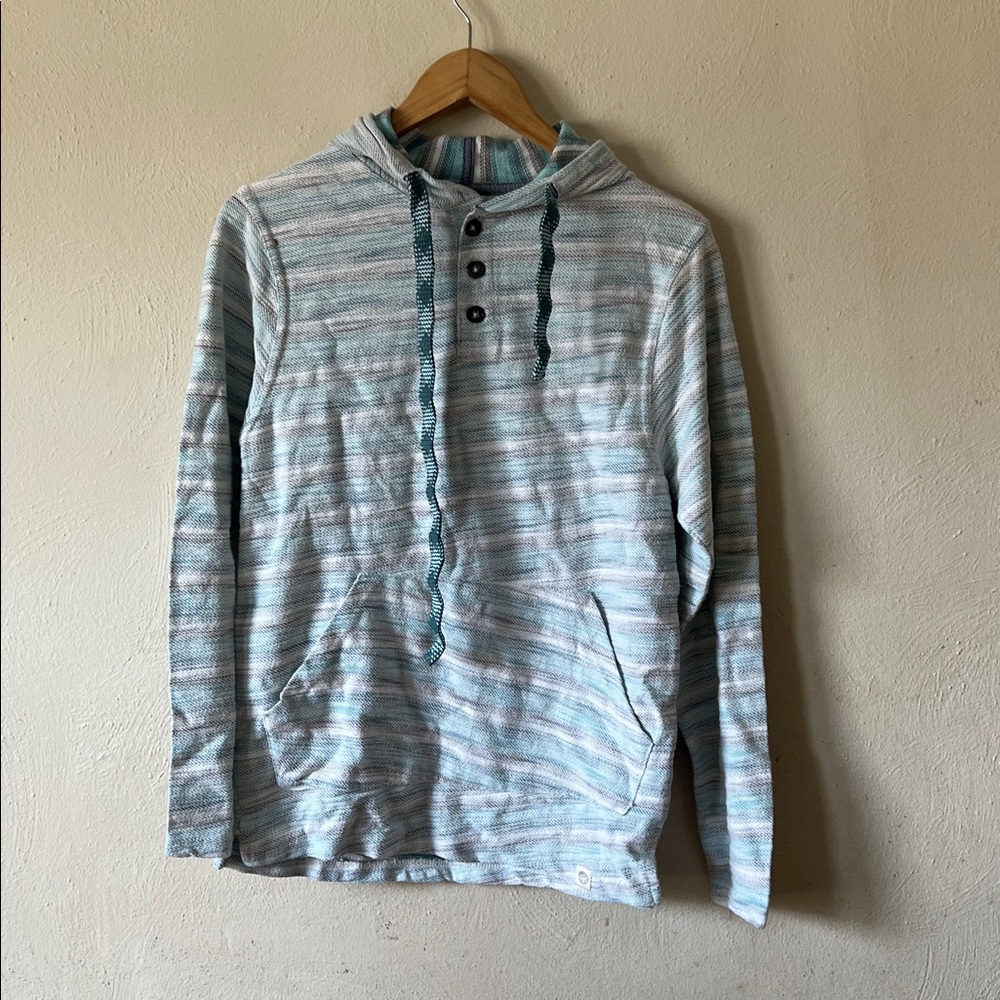 Free Planet Knitted Blue Drawstring Hoodie Womens Beach
